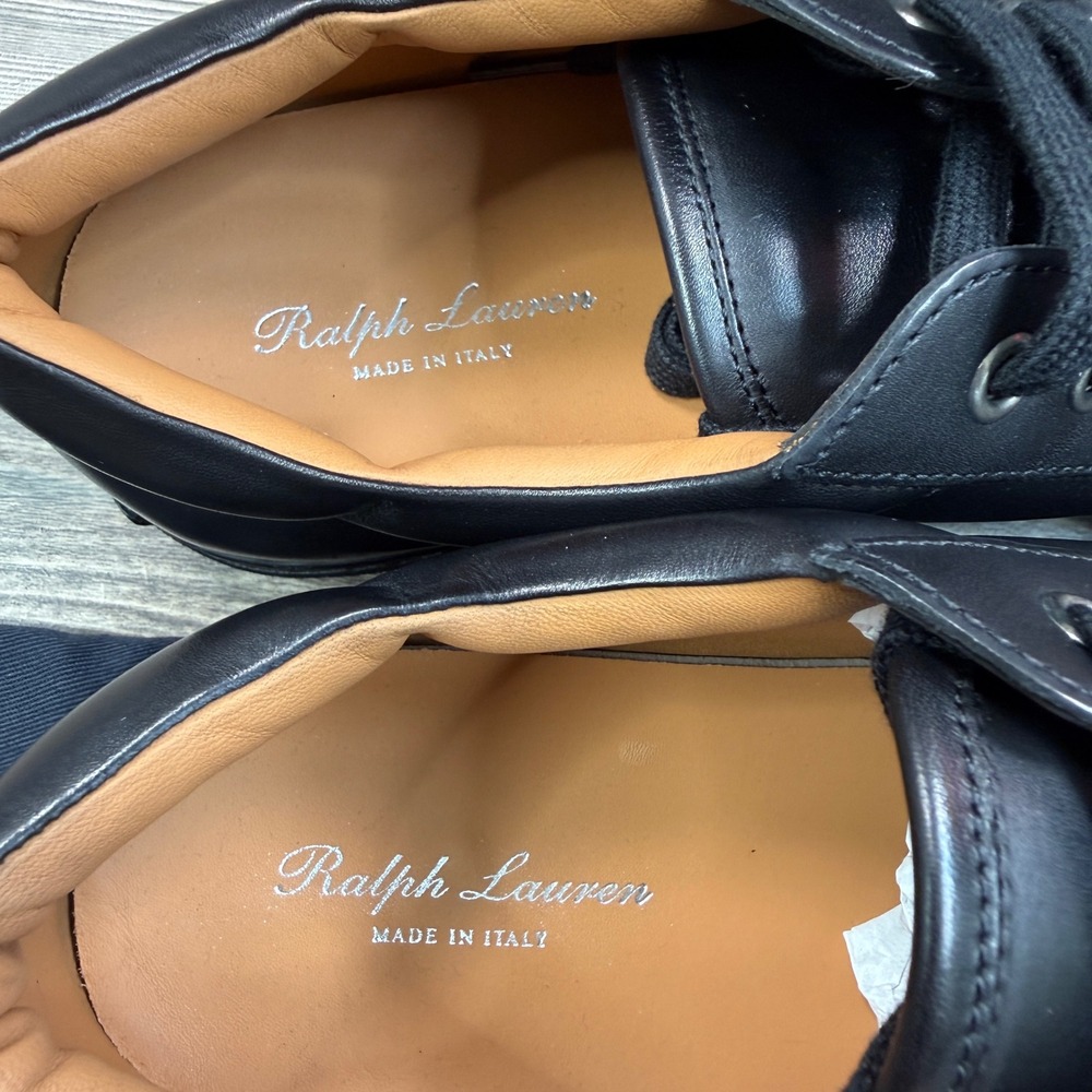 Ralph Lauren Mens Size 10.5 D Severn X Sneaker Black Burnished Calf Italy New - Picture 5 of 7